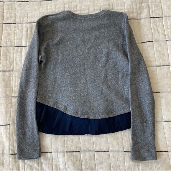 Jcrew Grey Sweatshirt w/ Navy Satin Peplum Ruffle size XS - Picture 9 of 10
